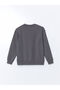 Gray Crew Neck Long Sleeve Printed Men's Sweatshirt - 6