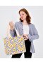 |   Canvas Women's Bag, Large Size, Lined, Snap Fastener, Inner Pocket, Botanical Pattern, Casual - 5