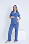 Front Button Shirt Collar Adjustable Waist Elastic Woven Maternity and Maternity Pajamas Set - 2