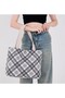 |   Women's Bag |   Canvas |   Large Size |   Lined |   Snap Fastener |   Inner Pocket |   Plaid |   Casual - 3