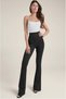 Women's Black High Waist Spanish Leg Flare Knitted Trousers - 3