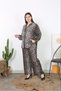 Women's plus size leopard print shirt and elastic waist trousers set with pockets 24709 - 7