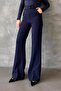 Navy Blue Spanish Leg Women's Fabric Pants Mg2303 - 3