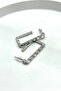 Women's Earrings Cutout Rectangle Zircon Stone Line Pattern Hoop Earrings - 2