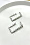 Women's Earrings Cutout Rectangle Zircon Stone Line Pattern Hoop Earrings