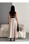 Women's Beige Linen Pocketed Skirt - 5