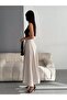 Women's Beige Linen Pocketed Skirt - 4