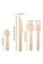 Beige 200 Pcs Party Disposable Wooden Tableware Set -(50 Forks, $50, 50 Spoons, 50 Teaspoons), Bambo - 2