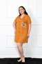 Oslo Boutique Fashion Line Large Size Combed Cotton Buttoned Mustard Tunic Nightgown 1025 - 3