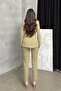 Women's Blazer Jacket and Trousers Set Light Khaki Pleated Straight-Leg - 8