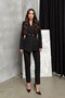 Women's Black Blazer Jacket Pants Suit Pleated Button Detail Straight Leg - 2