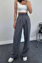 Women's Anthracite Pleated Palazzo Trousers - 2