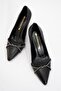Women's Stoned Stilletto Heels Black Leather - 5