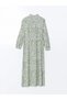 Lcwaikiki Classic Green Print Women's Shirt Dress - 4