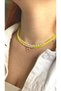 Women's Natural Stone Quartz Necklace, Women's Necklace, Thin Heart Choker, Design Necklace, Yellow - 5