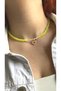 Women's Natural Stone Quartz Necklace, Women's Necklace, Thin Heart Choker, Design Necklace, Yellow