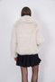 Women's Cream Faux Fur Jacket with Collar and Long Sleeves - 5