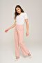 High Waisted Wide Leg Trousers Powder 7557