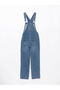 Indigo Square Collar Straight Strap Women's Jean Salopet - 7