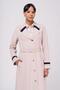 Men's Collar Point and Belt Detailed Lined Top Coat BEIGE 6552