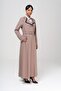 Handkerchief Collar Garni and Belt Detailed Lined Top Coat MINK 6549