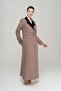 Epaulet Detailed Garnished Raglan Sleeve Lined Top Coat MINK 6548