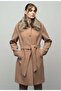 Detachable Collar Fur Plus Size Coat Kamel 3004