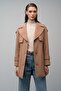 Reglan Sleeve Coat with Epaulet and Cape Detail Kamel 3078 - 6