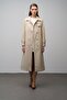 Yakada Zipper Detailed Belt Buckle Leather Trench Coat Bej 6609 - 3