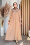 Camel Scuba Dress with Rhinestones Pearls - 5