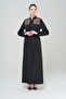 Judge Collar Epaulet and Mesh Detailed Lined Long Trench Coat BLACK 4294