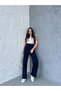 Black-Navy Blue-Anthracite Women's Seasonal Loose Wide-Leg High-Waist 3-Piece Sweatpants - 3