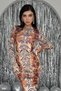 Women's Digital Printed Sandy Fabric Crew Neck Long Sleeve Midi Evening Dress Dress 324 - 5
