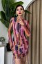 Women's Digital Print Lined Tulle Fabric Drawstring Detail Adjustable Length Dress 325 - 2