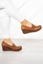 Taylor Tan Genuine Leather Wedge Heeled Casual Shoes