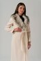 Detachable Fur Belted Long Coat Ecru 3804 - 2
