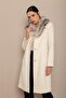 Men's Collared Mobile Fur Coat Ecru 3620-Y - 3