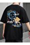 Unisex Oversize Pattern Cartoon and Letter Graphic Drop Shoulder Harajuku Style