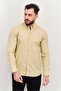 Men Regular Fit Embroidered Logo Long Sleeves Casual Shirt, Light Beige