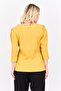 Women Scoop Neck 3/4 Sleeves Textured Top, Mustard - 3