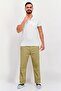 Men Slim Fit Solid Chino Pants, Dark Beige - 3