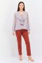 Women Tie Neck Long Sleeve Allover Print Blouse, White Combo - 4