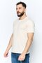 Men Crew Neck Short Sleeve Textured T Shirt, Peach - 3