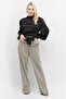 Women High Neck Long Sleeves Satin Blouse, Black - 2
