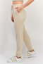 Women Regular Fit Ribbed Jogger Pants, Beige - 3