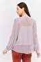 Women Tie Neck Long Sleeve Allover Print Blouse, White Combo - 3