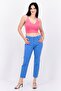 بنطال شينو سادة بقصّة Slim Fit للنساء، باللون الأزرق - 4