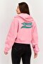 Women Hooded Embroidered Logo Long Sleeves Sweatshirt, Pink - 4