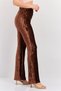 Women Velvet Pleated Flare Pants, Brown - 2