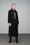 Oversize Long Coat with Shirt Collar and Epaulet Detail Black 3064 - 6